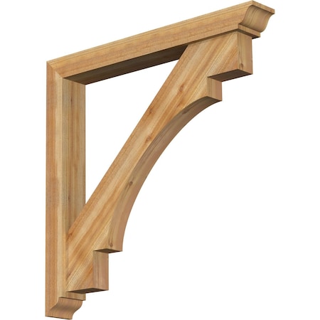 Ekena Millwork Merced Traditional Rough Sawn Bracket w/ Offset Brace, Western Red Cedar, 6"W x 46"D x 46"H BKT0604X46X46MRC01RWR